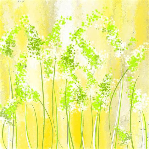 Yellow And Green Art Painting by Lourry Legarde