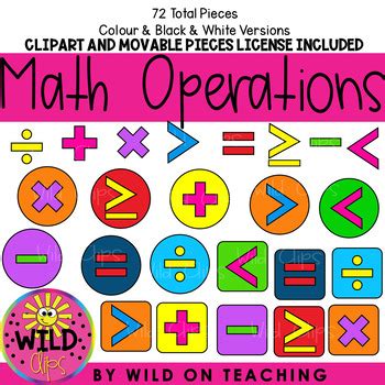 Math Operations Clip Art | With Movable Images License by Wild Clips