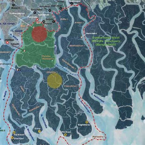 Map of the Sundarban Tiger Reserve. The dotted red line encloses the ...