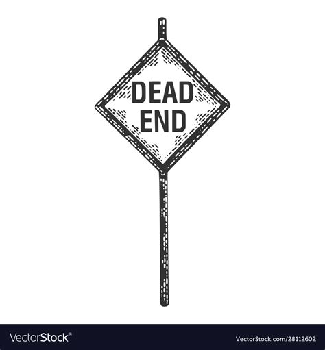 Dead end road sign sketch engraving Royalty Free Vector