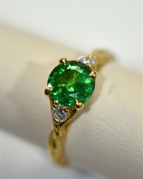 Custom Yellow Gold Tsavorite Engagement Ring | Exquisite Jewelry for Every Occasion | FWCJ