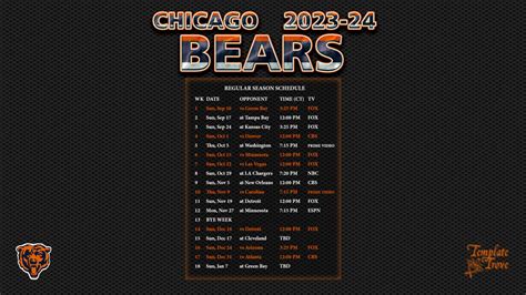 2023-2024 Chicago Bears Wallpaper Schedule