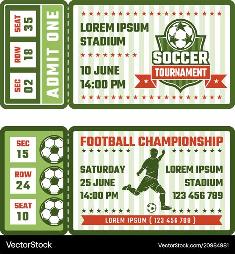 Design template of tickets for football match Vector Image