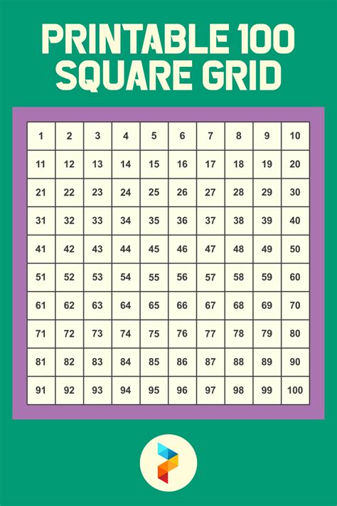 100 Square Printable Grid