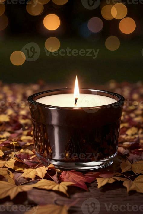 Photo of the candle and fall leaves wallpaper 29998432 Stock Photo at Vecteezy