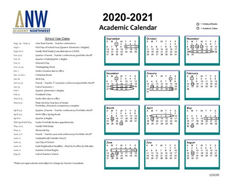 Northwest School Calendar - Norah Annelise