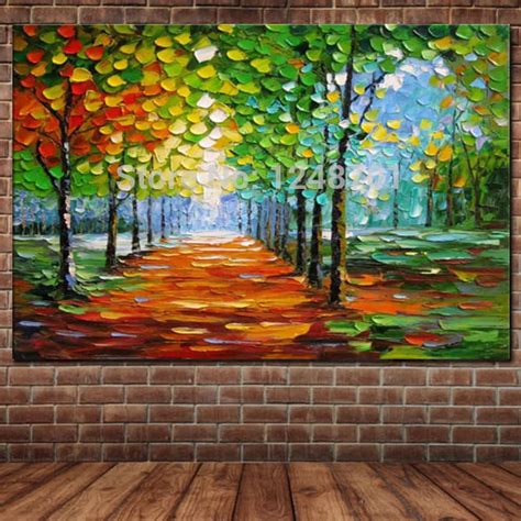 Aliexpress.com : Buy Hand Painted Abstract Impasto Forest Landscape Oil ...