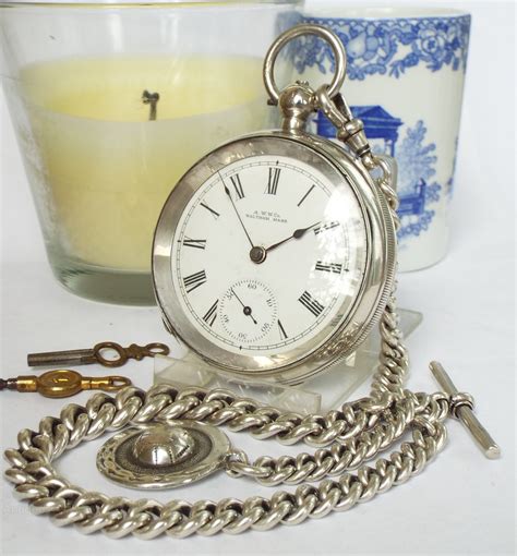 Antiques Atlas - Heavy Antique Silver Waltham Pocket Watch & Chain ...