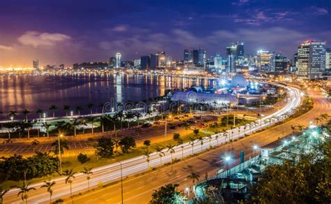 Skyline of Capital City Luanda, Luanda Bay and Seaside Promenade with ...