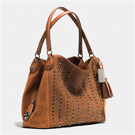 Lyst - Coach All Over Studs And Grommets Edie Shoulder Bag 31 In Suede in Brown