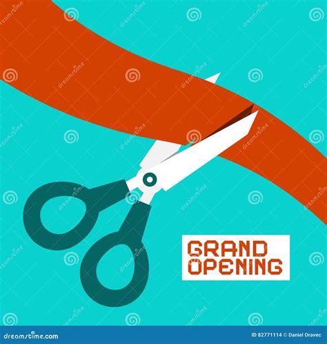 Grand Opening. Scissors Cutting Ribbon Stock Vector - Illustration of ...