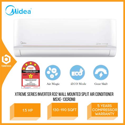 Midea Xtreme Series Inverter 32 Wall Mounted Split Air Conditioner 1.5 HP 4 Star Rating MSXE ...