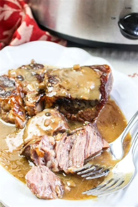 Slow Cooker Roast Beef and Gravy - Moore or Less Cooking