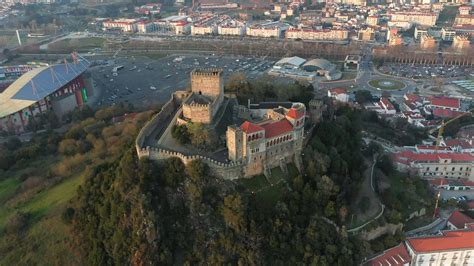 Impressive View Of The Iconic Leiria Castle In Portugal - aerial shot ...