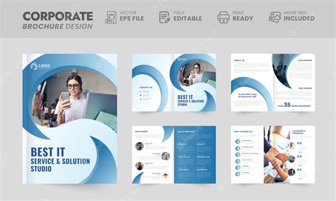 Premium Vector | 08 pages brochure template