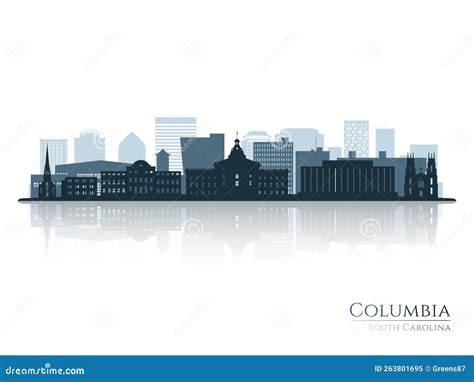 Columbia Skyline Silhouette with Reflection. Stock Vector - Illustration of reflected, landmark ...