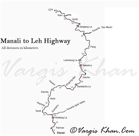 Manali Leh Highway Guide : Map and route explanation - Vargis Khan