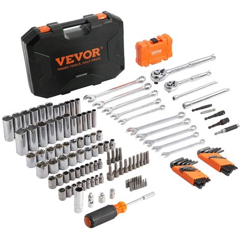 BENTISM 145 Piece Mechanics Tool Set, SAE/Metric, Deep & Standard Sockets, Bits, Wrenches ...