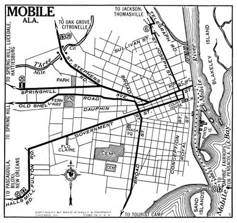 Map of Mobile Al circa 1925 | Rosa parks, City maps, National city