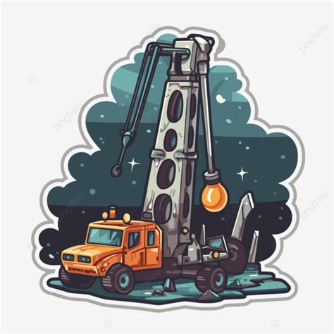 An Oil Drilling Machine Sticker Vector, Cartoon Clipart, Sticker Design ...