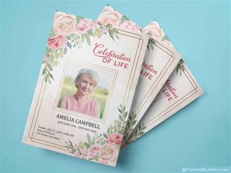 Celebration Of Life Program Template With Roses Design - Download Now!