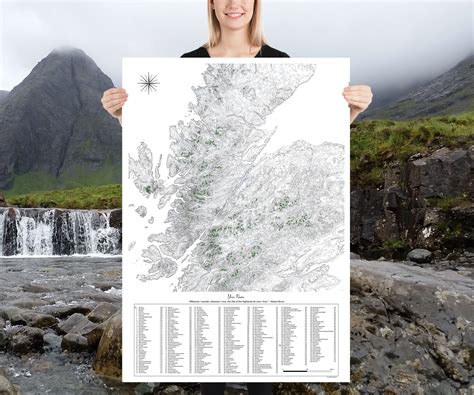 Munro Bagging Tracker Poster Map of 282 Munro Mountains in Scotland ...