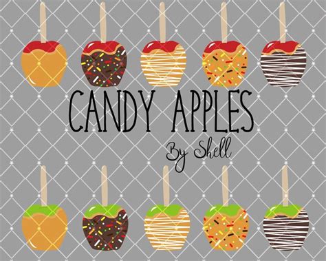 Caramel Apple Clipart, Apple Clip Art, Digital Clipart, Fall Clipart, Digital Apple, Candy Apple ...