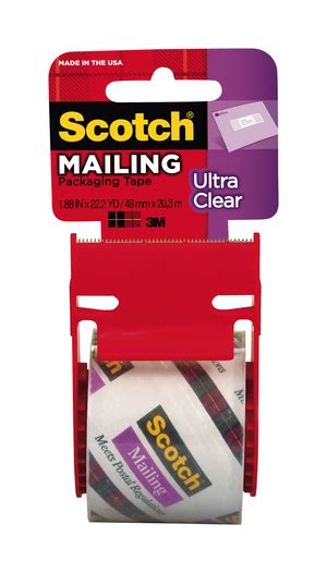 Pack-n-Tape | 3M 141 Scotch Ultra Clear Mailing Packaging Tape w/dispenser, 1.88 in x 800 in ...