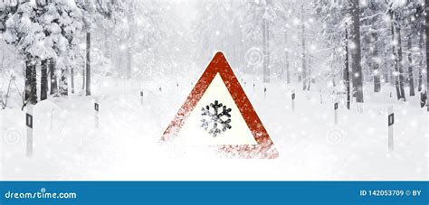 Road sign in Snow stock image. Image of tires, service - 142053709