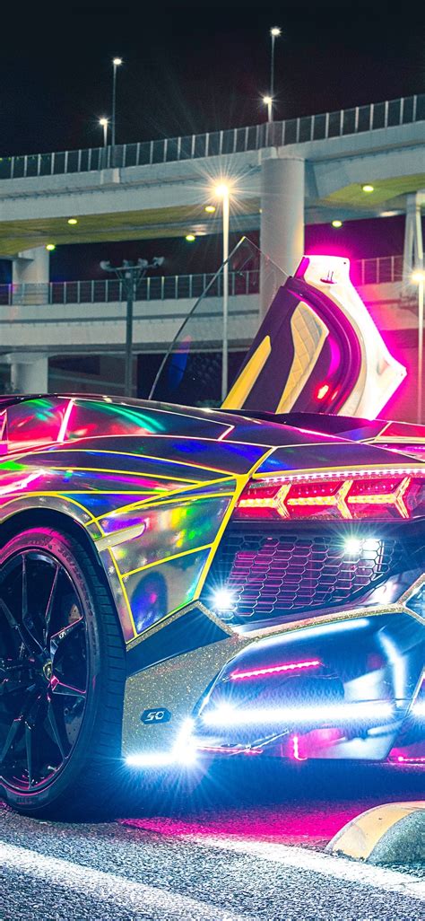 1125x2436 Neon Lights Lamborghini Iphone XS,Iphone 10,Iphone X HD 4k ...