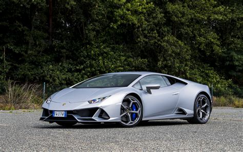 Download wallpapers Lamborghini Huracan EVO, 2019, silver supercar ...