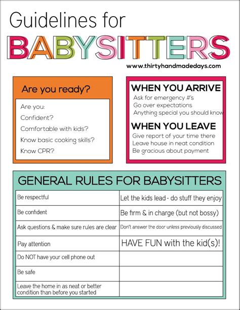 Guidelines for Babysitters | [Parenting]