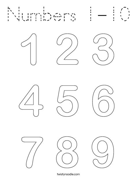 Free Printable Coloring Numbers 1-10