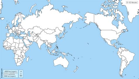 Planisfero Muto Con Confini - Cartina Fisica Italia