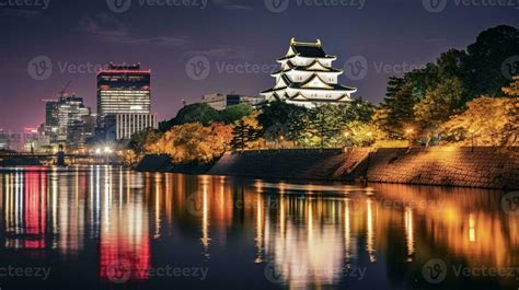 Night view of Osaka Castle. Generative AI 32977559 Stock Photo at Vecteezy