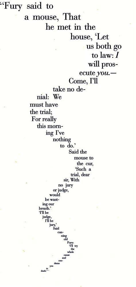 Lewis Carroll, The Mouse’s Tale, Alice’s... - in the heather bright | Concrete poem, Concrete ...