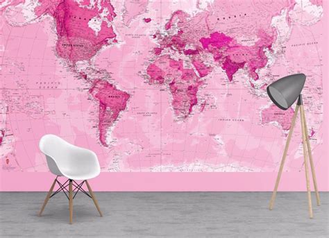 Pink World Map Wallpaper