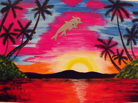 Art for Life 4 kids: Sunset, Acrylic on a canvas.