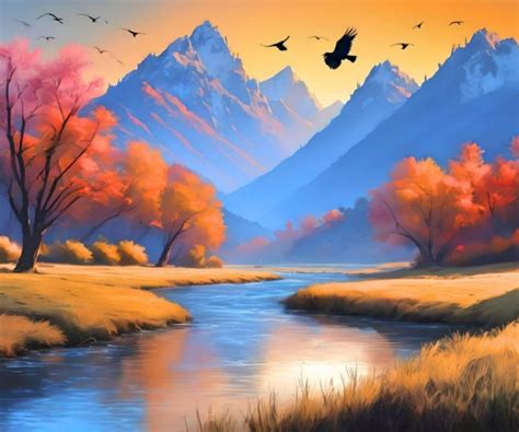 Nature's Harmony by the River's Edge - Artisia - Paintings & Prints, Landscapes & Nature, Rivers ...