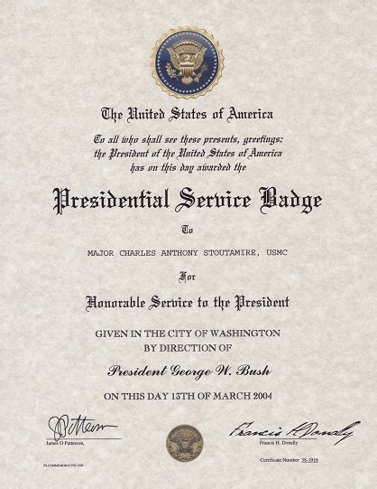 Presidential Service Certificate