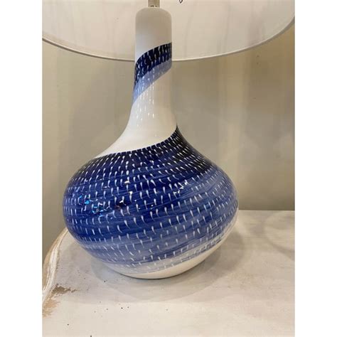 Blue and White Ceramic Lamps- a Pair | Chairish