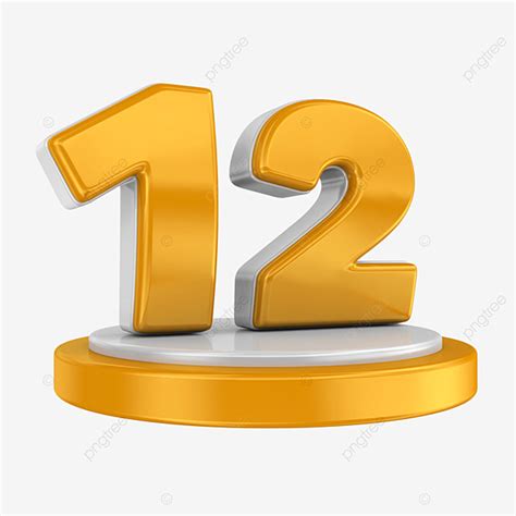 Numbers 12 Clipart Vector, 3d Gold Number 12, 3d, Number, Alphabet PNG ...