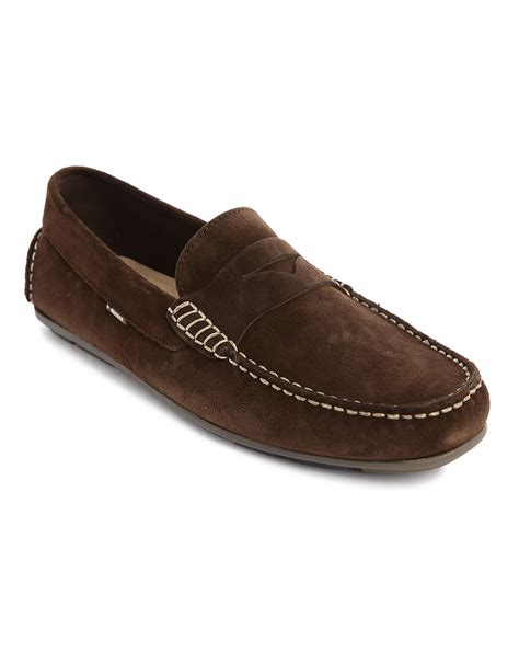 Tommy hilfiger Brown Suede Alpha Loafers in Brown for Men | Lyst