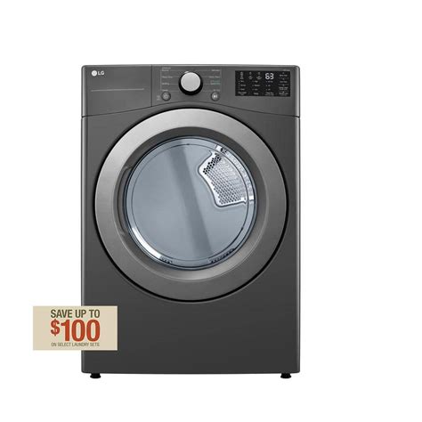 LG 7.4 cu. ft. Vented Stackable Electric Dryer in Middle Black with Sensor Dry Technology ...