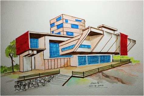 ARCHITECTURE MODERN HOUSE DESIGN (FREEHAND DRAWING) | Architecture design drawing, Modern ...