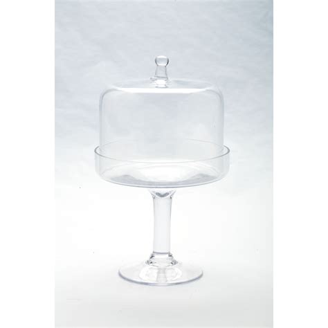 12" Clear Dome Tabletop Hand Blown Glass Cake Stand with Lid - Walmart.com