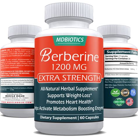 Berberine 1200 MG – All-Natural, Blood Sugar, Weight-loss, Metabolism Support* – Made in USA ...