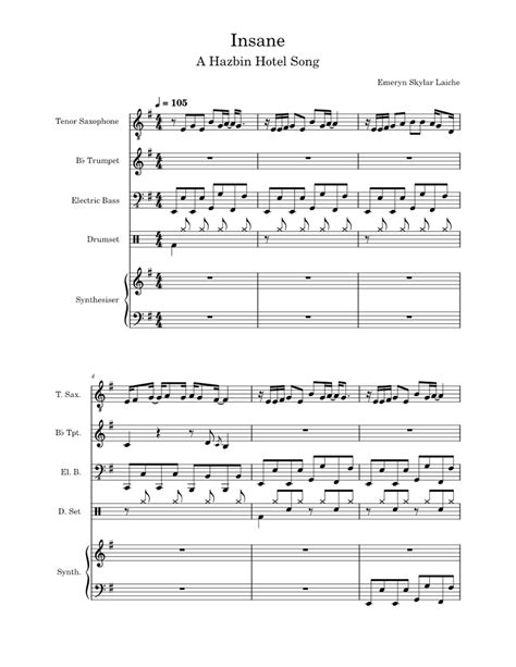 Insane – Black Gryph0n Insane - A Hazbin Hotel Song Sheet music for ...