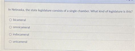Solved In Nebraska, the state legislature consists of a | Chegg.com