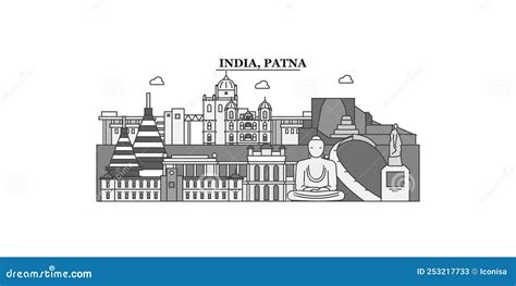 India, Patna City Skyline Isolated Vector Illustration, Icons Stock ...